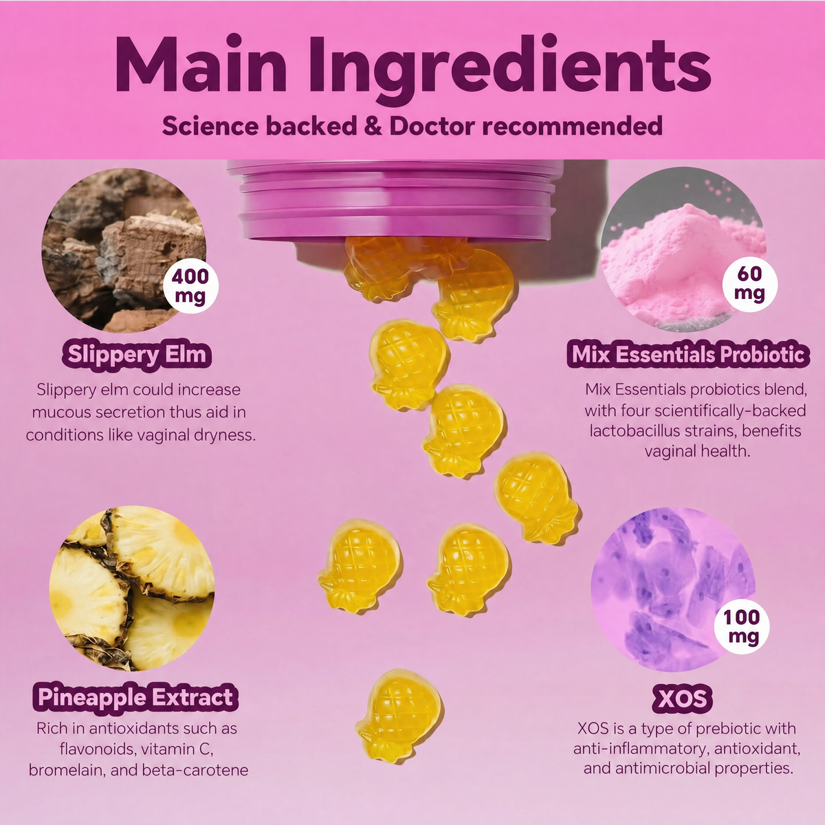 Women's Probiotics Gummies + Slippery Elm